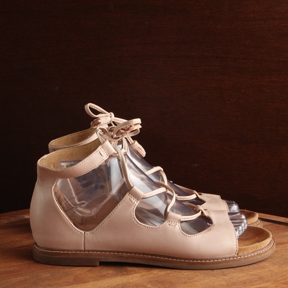Clarks Sandals Womens SZ 8M Pale Pink Corsio Dallas Leather Gladiator Flat Shoes